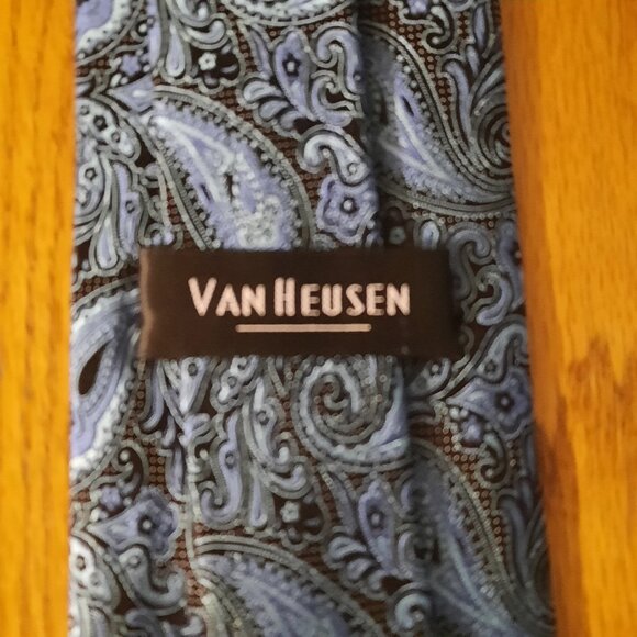 Van Heusen Blue & Black Geometric Tie – Sleek Silk Blend for Men - Picture 2 of 5